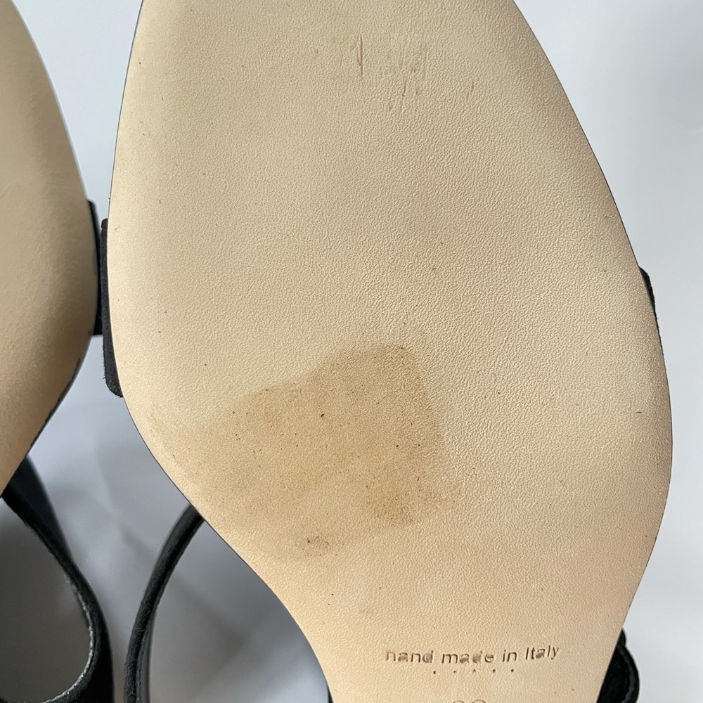 Manolo Blahnik Black Suede Buckle Block Heel Sandals - Picture 6 of 9